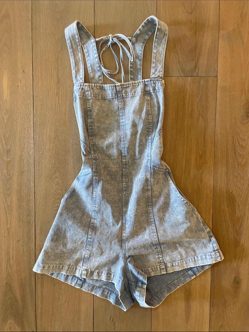 American Threads Light Blue Denim Romper- size S